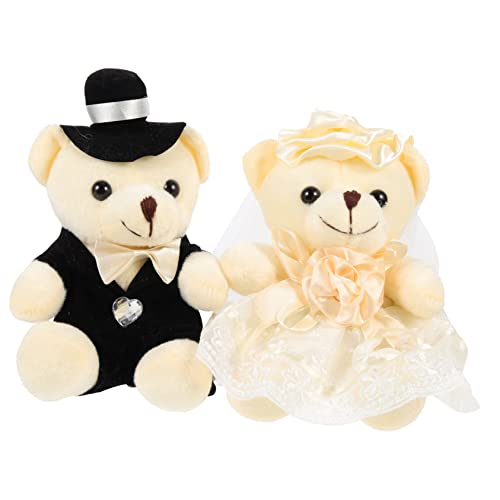 QUMIIRITY 2St Hochzeitsbärenpuppe Niedlich Plüsch tragen Ornamente großer Hase Hochzeitsgeschenk Kuscheltier dekoratives Puppenspielzeug Stofftier Bär Bärenpuppenfigur PP Baumwolle Weiß von QUMIIRITY