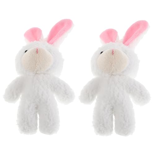 QUMIIRITY 2St Puppenhauspuppe für stofftier hase Mini-Hase Mini Hase puppenhaus deko Kuscheltiere Masse beflockter Hase Taschenbär Minibären Masse weißer Bär kurzer Plüsch von QUMIIRITY