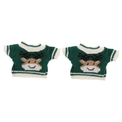 QUMIIRITY 2St Spielzeugbär-Pullover Minipuppenkleidung Kleidung tragen dekorative Puppenkleidung Puppenmode Plüschpuppen Kleidung entzückendes Bärendekor kompaktes Puppenkostüm Garn Green von QUMIIRITY