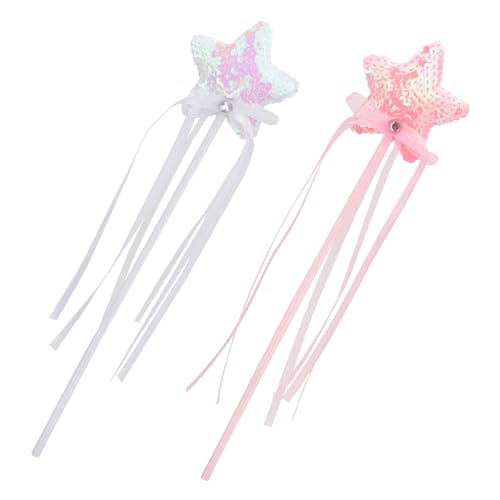 QUMIIRITY 2St Zauberstab Fairy Wand Kinderkleider Toy for The Teachers Toys for Glitzer Zauberstäbe Band-Fee-Stick glitzernder Feenstab Zauberstäbe mit Schleifendesign Plastik von QUMIIRITY