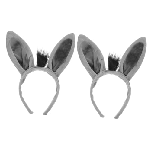 QUMIIRITY 2st Esel Stirnband Eselsohren Halloween Tierkostüm-stirnbänder Zubehör Für Tierkostüme Süßes Eselsohren-stirnband Süße Tierstirnbänder Cosplay Eselsohren Stirnband Dokey Grey Stoff von QUMIIRITY