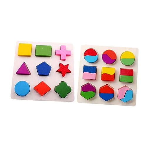 QUMIIRITY 2st Geometrie-Puzzle-Spielzeug Früherziehungsspielzeug Geometrieerkennungsspielzeug Geometrietafel Hölzern von QUMIIRITY