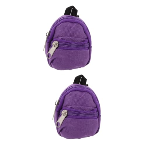 QUMIIRITY 2st Puppenrucksack Mini-rucksäcke Kleine Puppentasche Mini-Rucksack-Spielzeug Puppenreisetasche So Tun, Als Spiele Rucksack Zubehör Für Die Puppenhausschule Schultüte Stoff Violett von QUMIIRITY