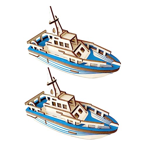 QUMIIRITY 2st Rettungsboot-Puzzle Kinder Rätsel Flugzeugspielzeug Für Kinder Schiff Boot Handwerk 3D-Puzzle Lernspielzeug Für Kinder Rettungsboot Spielzeug Segelbootmodell Blue Bambus von QUMIIRITY