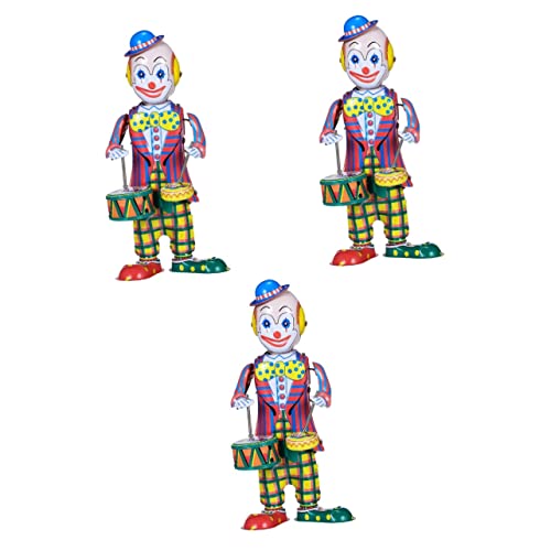 QUMIIRITY 3St Iron Clown Aufziehspielzeug hühner Spielzeug spielsachen für Kinder kinderknallzeug Clown-Figur Clown-Schlagzeuger zieht Spielzeug auf Karneval gefallen Clown-Dekor Weißblech von QUMIIRITY