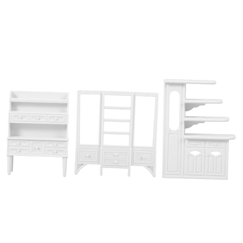 QUMIIRITY 3St Miniaturmöbel Miniregale tragbar Puppenstuben-Eckschrank Puppenhaus-Miniaturschrank Kniffe Modellbau Schrank Modellbau Schublade Mini-Hausmöbelmodell Puppenhausmöbel Abs Weiß von QUMIIRITY