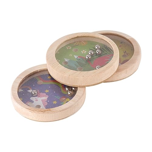 QUMIIRITY 3St Palm-Balance-Spiel Magnettafel magnetisches Farblabyrinth Denksport-Spiel Fidget Slug Spielzeug Labyrinth-Spiel Balance-Spielzeug übergeben Spielspielzeug für Kinder Holz von QUMIIRITY