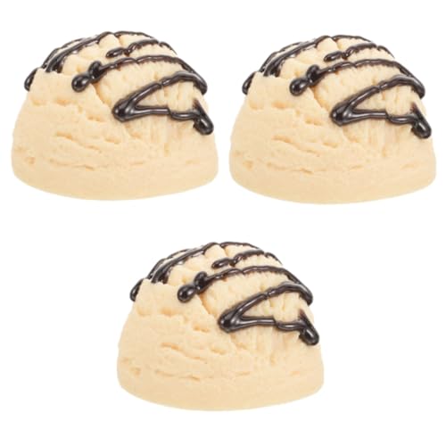 QUMIIRITY 3st Eismodell Realistische Eiskugeln Eisbällchen-Requisite Nachahmung Von Essen, Dessert Verschütten Modell Einer Eistüte Eistütenlampe Eisspielzeug Eisportionierer Creme Weiß PVC von QUMIIRITY