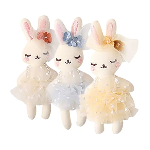 QUMIIRITY 3st Kaninchenpuppe Tragen Mini-stofftier Plüsch Kaninchenstatue Stofftierpuppe Pelziges Kaninchen Desktop-Kaninchen-Ornament Ausgestopft Hasen-kuscheltiere Stoffhase Polyester von QUMIIRITY