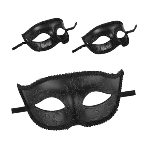 QUMIIRITY Masken Fuer Maskenball Paare 3st Maske Cosplay-requisiten Tanzparty-requisite Halloween-zubehör Abs Black Masken von QUMIIRITY