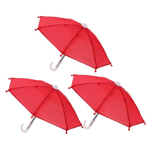 QUMIIRITY 3st Mini-puppenschirm Süße Kleine Regenschirme Regenschirm-Modell Mini-regenschirme Pflanzenschirme Puppenhaus-minimöbel Mikro-landschaftsdekor Mini- Rot Polyester von QUMIIRITY