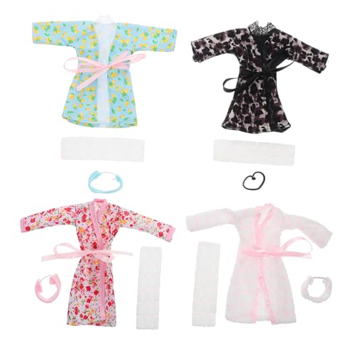 QUMIIRITY 4 Sets Mädchen Puppenkleidung Pyjamas Puppenmode Puppen Nachtwäsche Zubehör Für Puppenschlafkleidung Puppenbademäntel Puppennachtwäsche Und Handtuch Puppenkleidung von QUMIIRITY