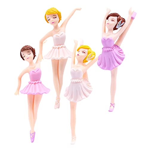 QUMIIRITY 4 Stück Ballerina-Mädchen Kuchendeckel Geburtstag personalisiert Kuchen Topper Plüsch Tänzer Figur puppen dekoration pappbecher bastelset geburtstagstorte Dessert-Topper PVC von QUMIIRITY