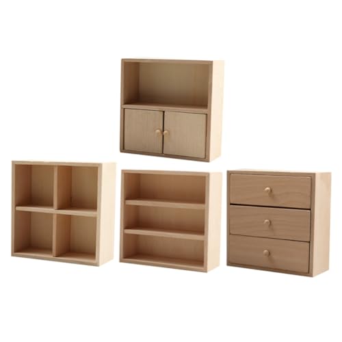 QUMIIRITY 4 Stück Miniatur Puppenhaus Möbel DIY aus Holz Realistischer Miniatur Schrank für Puppenhaus Küche und Schlafzimmer Präzise Handgefertigt Kreative Holzkommode QUMIIRITY 4 Stück Miniatur Puppenhaus Möbel DIY aus Holz Realistischer Miniatur Schrank für Puppenhaus Küche und Schlafzimmer Präzise Handgefertigt Kreative Holzkommode von QUMIIRITY