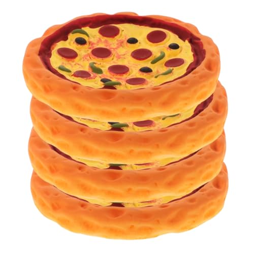 QUMIIRITY 4 Stück Puppenhaus Pizza DIY Simulierte Requisite Gefälschte Pizza Puppenhaus Lebensmittelmodell Mini DIY Mini Ornament Simulation Mini Pizza Simulierte Pizza von QUMIIRITY