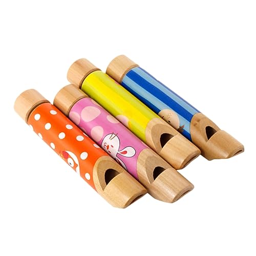 QUMIIRITY 4 Stück Push-Pull-Holzflöte kinderinstrumente musikinstrumente educational toys Kinderflöte holzspielsachen hölzerne kleine Pfeife aus Holz Musikinstrument- von QUMIIRITY