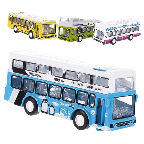 QUMIIRITY 4 Stück Spielzeug für Kinder kinderspielzeug Model Cars modellauto Kinder spielzeuge Toys Cars Autospielzeug zurückziehen Stadtbus zurückziehen Stadtbusmodell für Kinder Legierung von QUMIIRITY