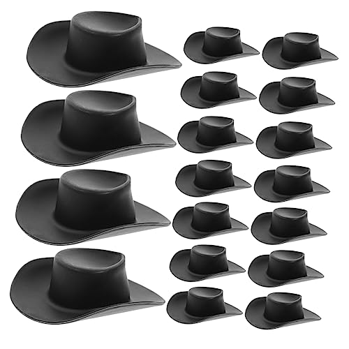 QUMIIRITY 40St Mini-Cowboyhut Miniatur-Cowboyhut kleine Hüte zum Basteln Cowgirl-Hut Mini-Einkaufswagen Cowboy-Cupcake-Topper Kinder Spielzeug Toys Kleiner Hut Hutmodell Plastik Black von QUMIIRITY