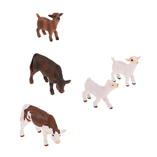 QUMIIRITY 5 STK simulierte Tiere Rinderfiguren Nutztier Figur Nutztiermodell Kuhfiguren Nutztiere bauernhoftiere Farm Animals Spielzeug Tiermodell-Ornament plastiktiere jungtier Statue PVC von QUMIIRITY