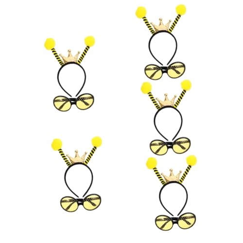 QUMIIRITY 5 Sätze Bienengläser-Set Bienenkostüm kinder ihnen Bienen-Stirnband Bienen Party Dekoration Bienen Themen Outfit Bienenbrille für Kleinkinder Cosplay Bienen Haarband Stoff Yellow von QUMIIRITY