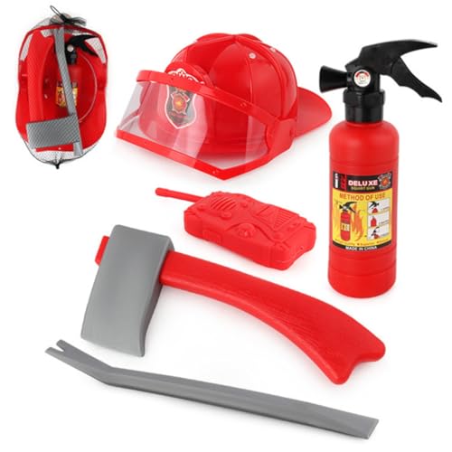 QUMIIRITY 6 Stück 1 Set Feuerwehrmann Kostümzubehör Kinderspielsets Feuerwehrmann Rollenspiel Feuerwehrmann Cosplay Für Kinder Feuerwehrmann Kostümzubehör Kinderfeuerwehrausrüstung von QUMIIRITY