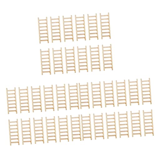 QUMIIRITY 60 STK Simulations Leiter Mini-Trittleiter Layout-Requisiten für Mini- Holzleiter Dekoration DIY Dekoration Holzleiter Sandtisch-Landschaftsmodell Bonsai-Dekor aus Holz hölzern von QUMIIRITY