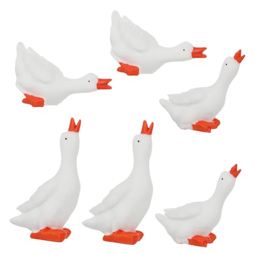 QUMIIRITY 6st Große Weiße Gans Ornament Kojote Kleine Gänsefiguren Mini-gänse Weißes Gans-Modell Zwerge Weiße Gans-Statue Gans Ornamente Realistische Gans Gans-schlüsselanhänger Schwäne Harz von QUMIIRITY