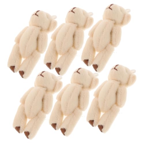 QUMIIRITY 6st Plüschtier-anhänger Mini-teddybären Kinder Tragen Spielzeug Plüsch Kleiner Gelenkbär Mini-kuscheltiere Süßes Kuscheltier Ausgestopfte Bärendekorationen Pp Baumwolle Weiß von QUMIIRITY