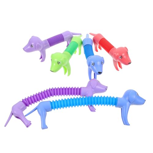 QUMIIRITY 6st Stressabbauendes Hundespielzeug Animal-pop-röhre Sinnesspielzeug Für Kinder Dehnbares Hundespielzeug Sensorisches Tierspielzeug Pop-sensorik-fidgets Teleskop-welpe Rohr Plastik von QUMIIRITY