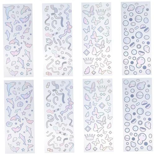 QUMIIRITY 8 Blätter PVC-Aufkleber Scraobooking-Aufkleber Selbstgemachter Aufkleber Blasenaufkleber Aufkleber- Scrapbooking-Aufkleber Bastelaufkleber Scrapbooking-Materialien Sammelalbum von QUMIIRITY