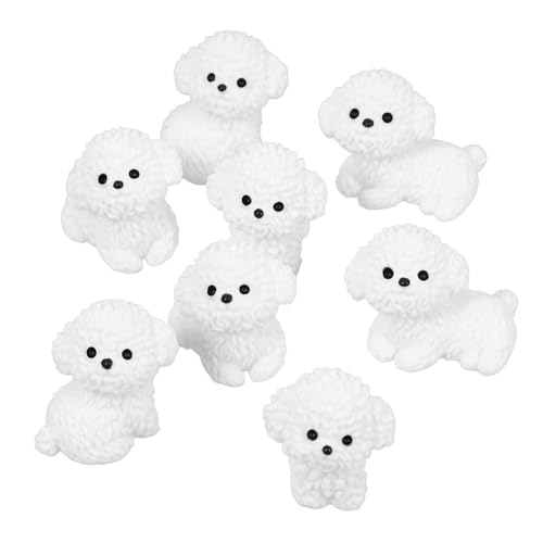 QUMIIRITY 8 Stück Mini Bichon Frise Ornamente Bonsai Hundespielzeug Rasentier Dekoration Realistisches Wildtier Modell Feengarten Tier Puppenhaus Hundemodell Miniatur Tier Spielset von QUMIIRITY