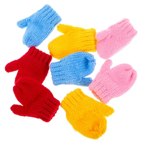 QUMIIRITY 8 Stück Mini-strickhandschuhe Für Puppen, DIY-kunstbedarf, Kleine Strickhandschuhe, Puppenhaus-miniaturen, Mini-Handschuhe, Basteln Und Dekorieren, Puppenzubehör von QUMIIRITY