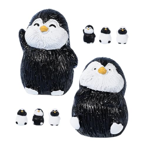 QUMIIRITY Miniatur-Pinguinfiguren 8er-Set Tierfiguren aus Kunstharz entzückende und detaillierte Mini-Pinguin-Statue zur Dekoration von QUMIIRITY