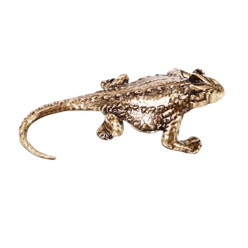 QUMIIRITY Antike Eidechsenornamente Thematisiert Eidechsenfigur Dinosaurier Riesiges Kuscheltier Frosch Skulptur Plüsch Klein Tiere Reptilienpflanzen Gecko Figuren Aluminiumlegierung Golden von QUMIIRITY