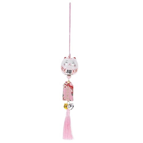 QUMIIRITY Dharma-Ei-Verzierung dekorative Windglocken Auto-Ornament Autoschmuck Chinese New Year Decoration car Ornament Charm- zum Aufhängen im Auto Anhänger für Garten Keramik Rosa von QUMIIRITY