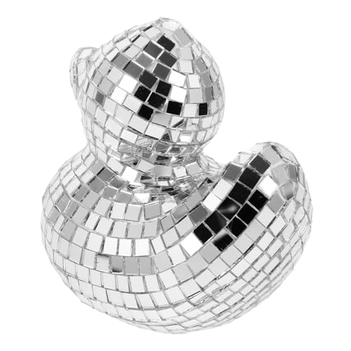 QUMIIRITY Disco-Ente Glasdekoration kreatives Ornament Kreatives Außendekoration Spiegel-Disco-Kugel-Dekorationen Desktop-Dekokugel Diskokugel aus Glas Bar-Disco-Kugel Schaum Silver von QUMIIRITY