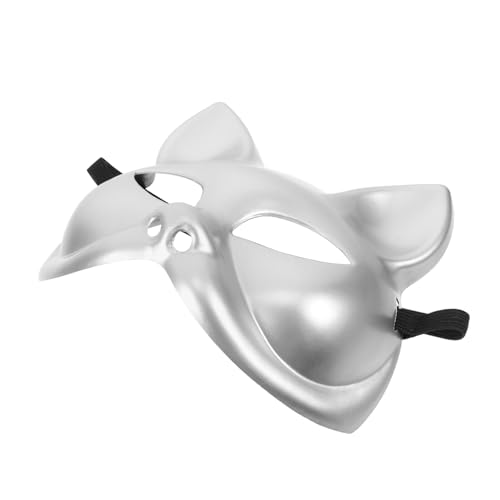 QUMIIRITY Katze Gesichtsmaske Fuchs-cosplay-maske Halloween-katzenmaske Fuchskostüm Maske Japanische Fuchsmaske Japanische Kabuki-maske Maskenverzierungen Karnevalsmaske Plastik Silver von QUMIIRITY