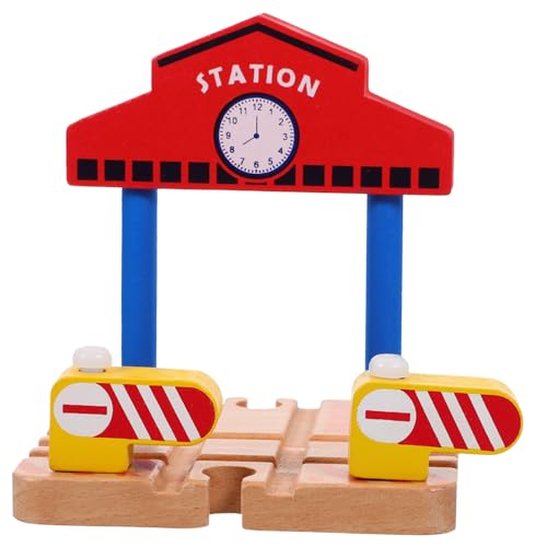 QUMIIRITY Kids Railway Playset Accessoire Holzstation Modell Zuggebäude Spielzeug Bildungsspielzeug von QUMIIRITY