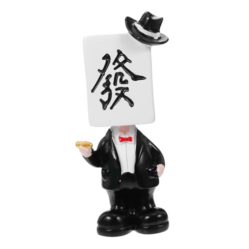 QUMIIRITY Mahjong-Puppe Cartoon-Figur Chinesische Zeichentrickfigur Puppenfigur Für Den Desktop Chinesische Figuren Statue Im Chinesischen Stil Harz Black von QUMIIRITY