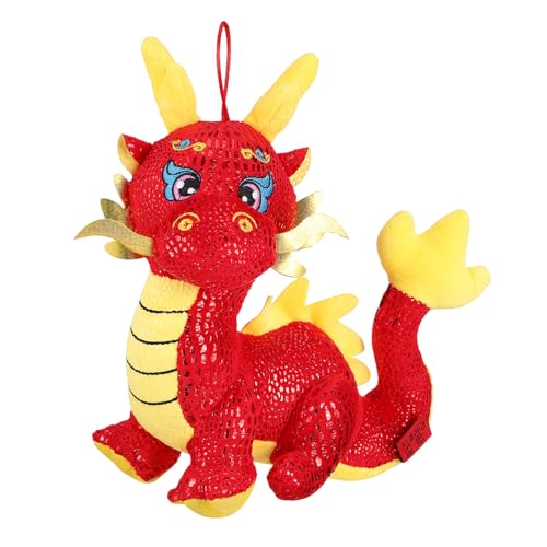 QUMIIRITY Plüsch Tiere Giraffe Ausgestopft Deko Chinesische Sternzeichenfiguren Chinesische Drachenfigur Kuscheltier Drache Drachenmaskottchen Drachenpuppe Pp Baumwolle Rot von QUMIIRITY