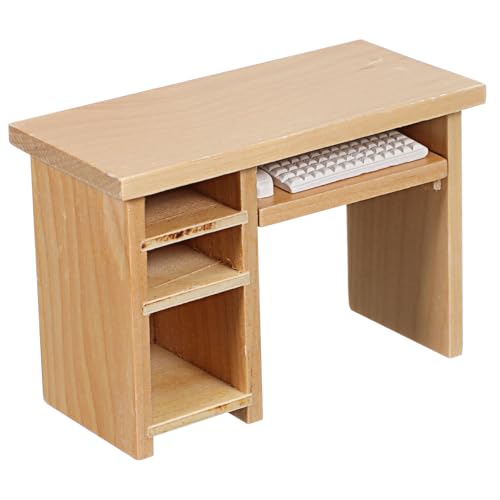 QUMIIRITY Puppenhaus Möbel Set Holzfarbe mit Schreibtisch und Tastatur Dekoration für DIY Modelle und Puppenhaus Zubehör QUMIIRITY Puppenhaus Möbel Set Holzfarbe mit Schreibtisch und Tastatur Dekoration für DIY Modelle und Puppenhaus Zubehör von QUMIIRITY