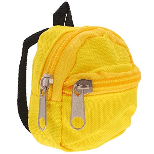 QUMIIRITY Puppenrucksack Puppenkleidung Wohnaccessoires Makeup Tasche Mini Puppen Schulranzen Rucksack für Puppen Spielzeug dekorative Puppenschultasche Schulranzen-Ornament Polyester Yellow von QUMIIRITY