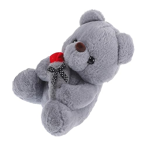 QUMIIRITY Rosenbärenpuppe Bär Plüschpuppe lebendige Bärenpuppe ausgestopfte Bärenpuppe für Valentinstag valentinsgeschenk süße Bärenpuppe bequemer Kuschelbär PP Baumwolle Grey von QUMIIRITY