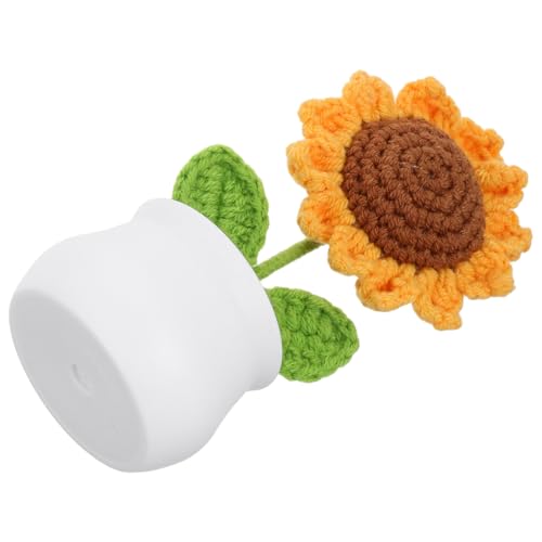 QUMIIRITY Simulierte Sonnenblume gehäkelte Sonnenblume Auto Pflanzen Plüschblumen Sonnenblume deko wohnaccessoires Sonnenblumen-Bonsai häkeln künstliche Sonnenblume häkeln Häkelpflanze Garn von QUMIIRITY