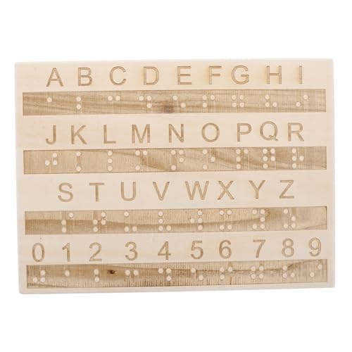 QUMIIRITY Tafel Mit Braille-Alphabet Gadgets Für Blinde Braille- Braille-lernlineal Braille-bücher Blindenschrift Braille-Spielkarten Alphabet-Trace-Board Braille-Spiele Hölzern von QUMIIRITY