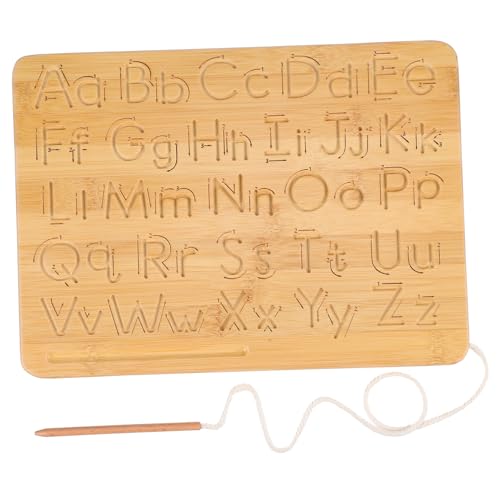 QUMIIRITY Zeichenbrett für Buchstaben aus Holz Spiel Alphabet Briefbrett schreibübungen Buchstaben schreiben holzbrettchen Übungstafel für Zahlen und Buchstaben Zahlen aus Holz hölzern von QUMIIRITY