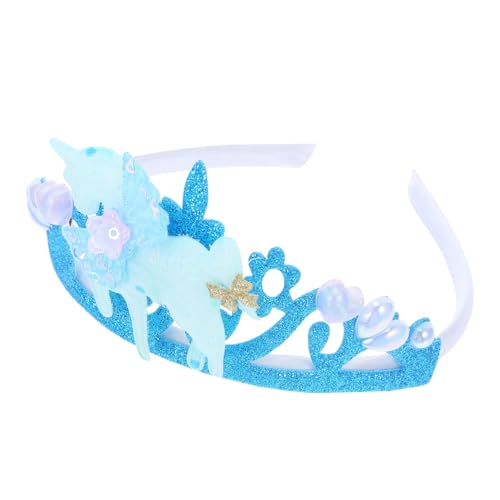 QUMIIRITY einhorn stirnband Einhorn Tiara Prinzessin Krone Geburtstagsparty Haarschmuck Cosplay Kopfschmuck Haarband Party-Stirnband glänzende Kronen-Stirnbänder Kinderkrone Plastik Sky-blue von QUMIIRITY