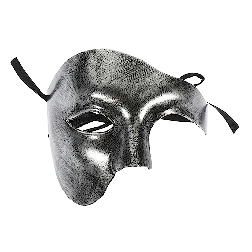 QUMIIRITY halbes Gesicht eine Augenmaske Multifunktions-Halloween venezianische Masken halloween costume halloween kleidung multifunktionale Partymaske dekorative Maskenstütze Abs Silver von QUMIIRITY