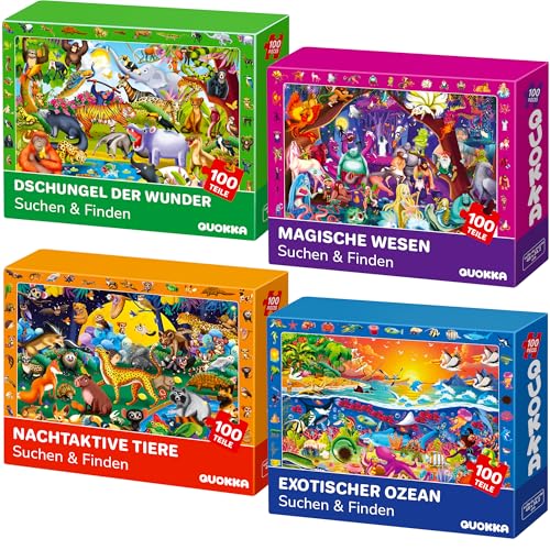 QUOKKA Puzzle ab 3 4 5 Jahre für Kinder - 4x100 Teile Puzzle ab 5 6 für Jungen und Mädchen - Suchen & Finden Kinderpuzzle Spiele Nachtaktives Leben - Geschenk Spielzeug für Kinder 6 7 8 Jahre QUOKKA Puzzle ab 3 4 5 Jahre für Kinder - 4x100 Teile Puzzle ab 5 6 für Jungen und Mädchen - Suchen & Finden Kinderpuzzle Spiele Nachtaktives Leben - Geschenk Spielzeug für Kinder 6 7 8 Jahre von QUOKKA