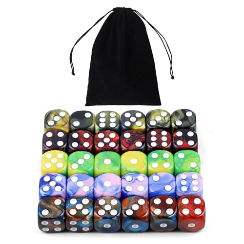 QUTHZZHY 6-Seitige Würfel Set 30 Stück, 5 Zweifarbige Farbwürfel, Bunt Würfel 16 mm, Acryl Dice Spielwürfel, zum Spielen von Spielen wie Tenzi, Farkle, Würfelspiele Tischspiele, mit Beutel QUTHZZHY 6-Seitige Würfel Set 30 Stück, 5 Zweifarbige Farbwürfel, Bunt Würfel 16 mm, Acryl Dice Spielwürfel, zum Spielen von Spielen wie Tenzi, Farkle, Würfelspiele Tischspiele, mit Beutel von QUTHZZHY